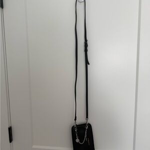 Bandolier Black Crossbody Bag with Silver Accents